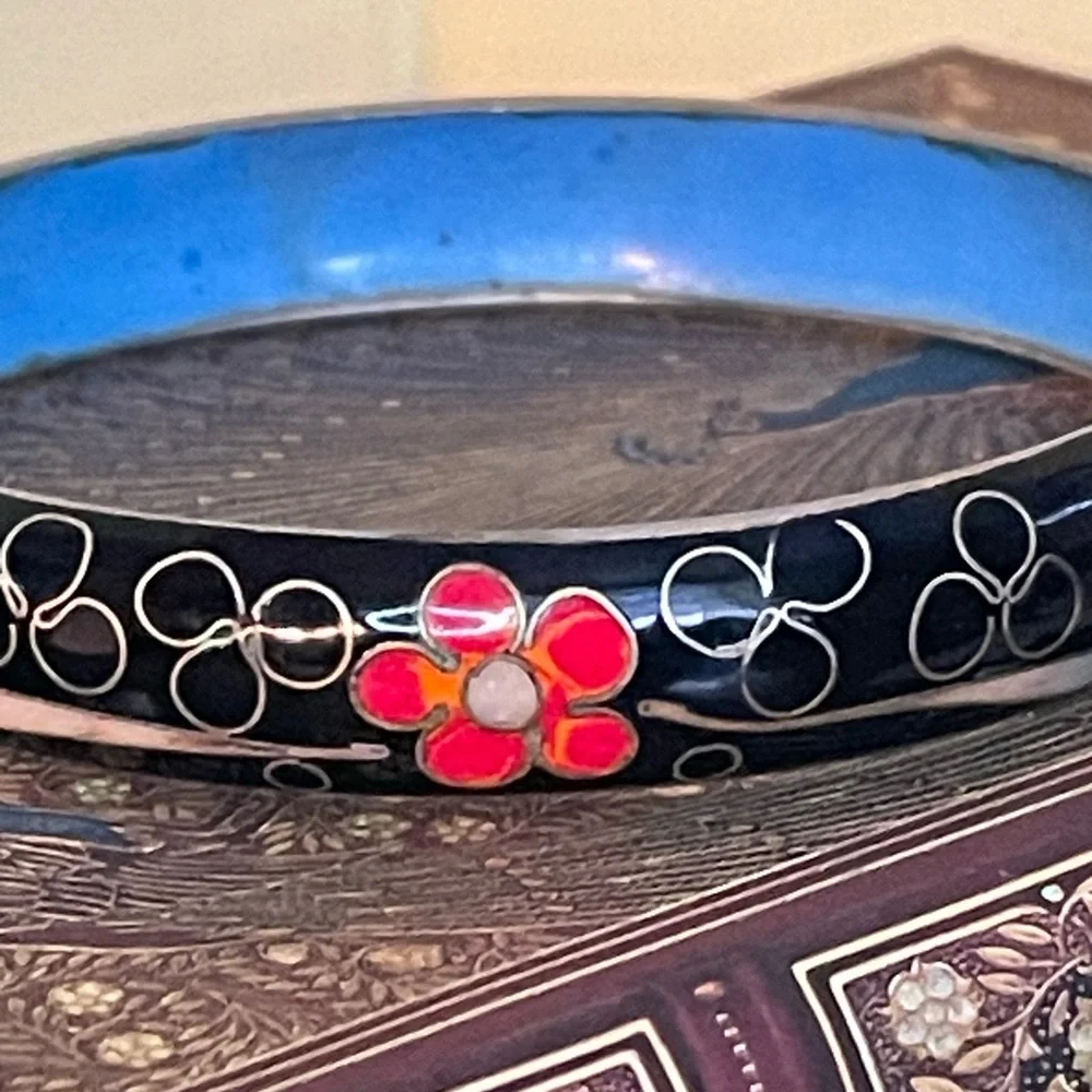 Vintage Cloisonné Enamelware Bracelet 9”